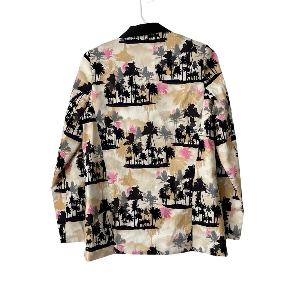 LE SUPERBE Coastal Palm Print Single Breasted Tuxedo Jacket Sz 4 - Picture 3 of 6